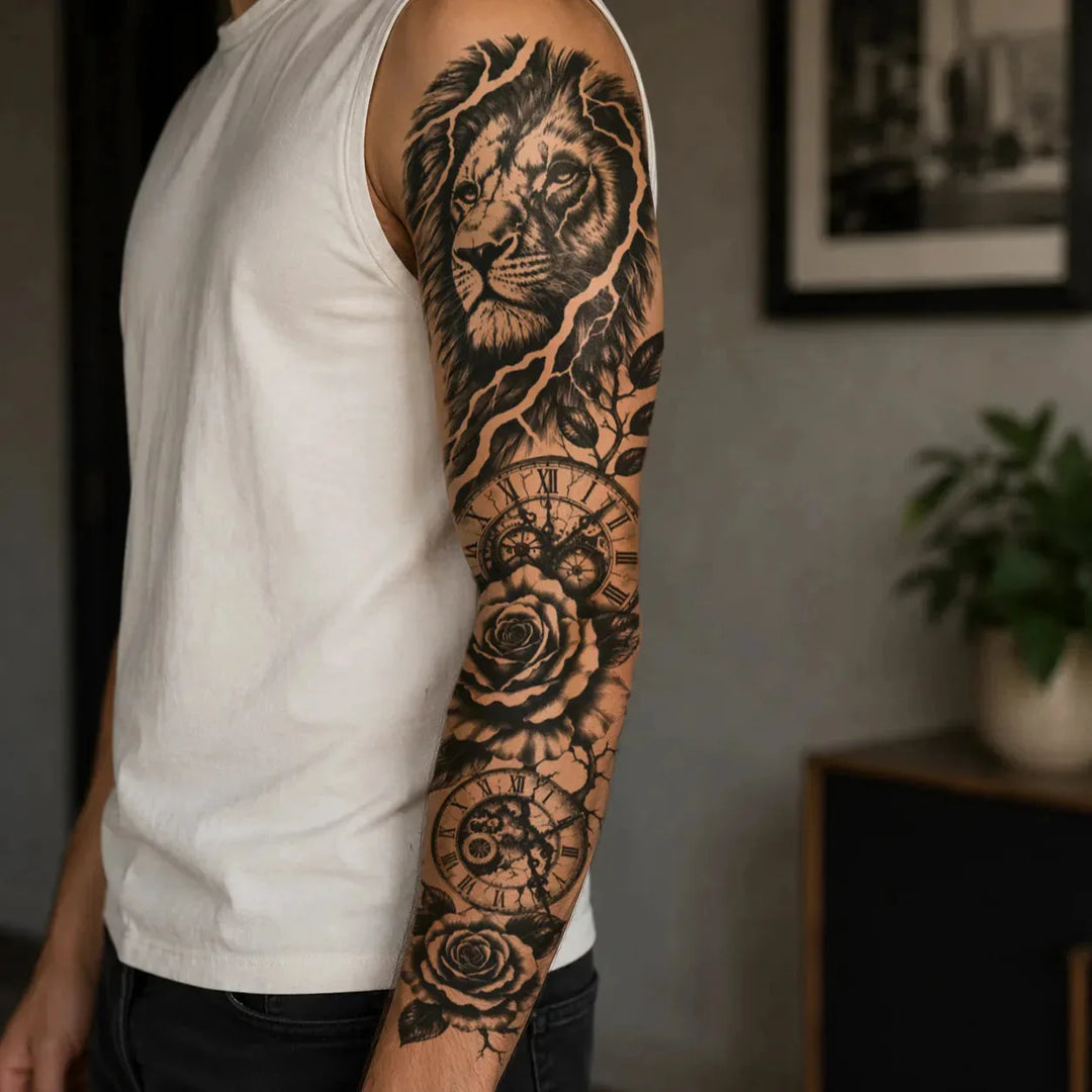 Lion Sleeve On Man Arm