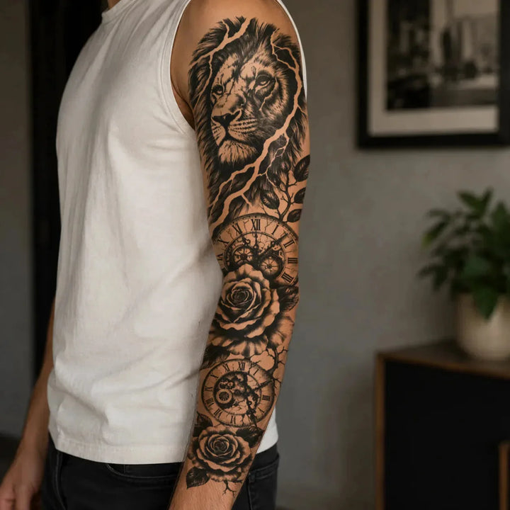Lion Sleeve On Man Arm