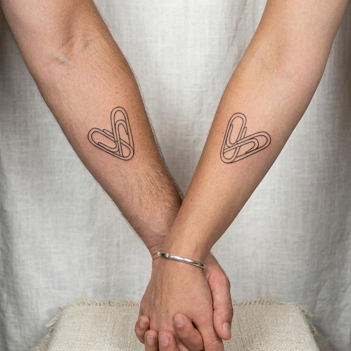 Paperclip Heart tattoo on hand