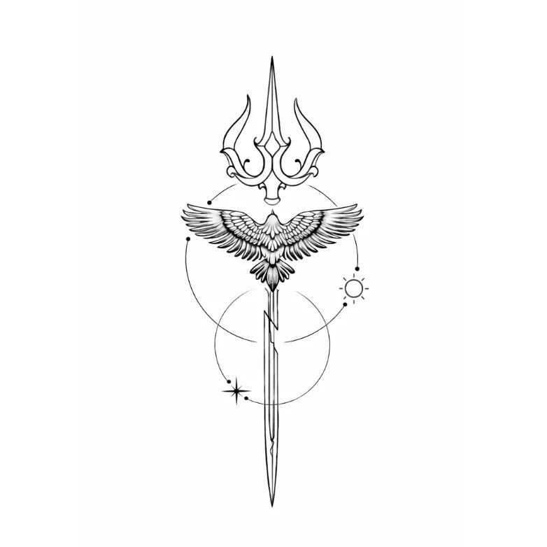 Trishul with Eagle - inkbolt
