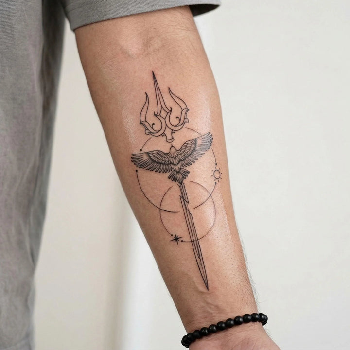 Trishul with Eagle - inkbolt