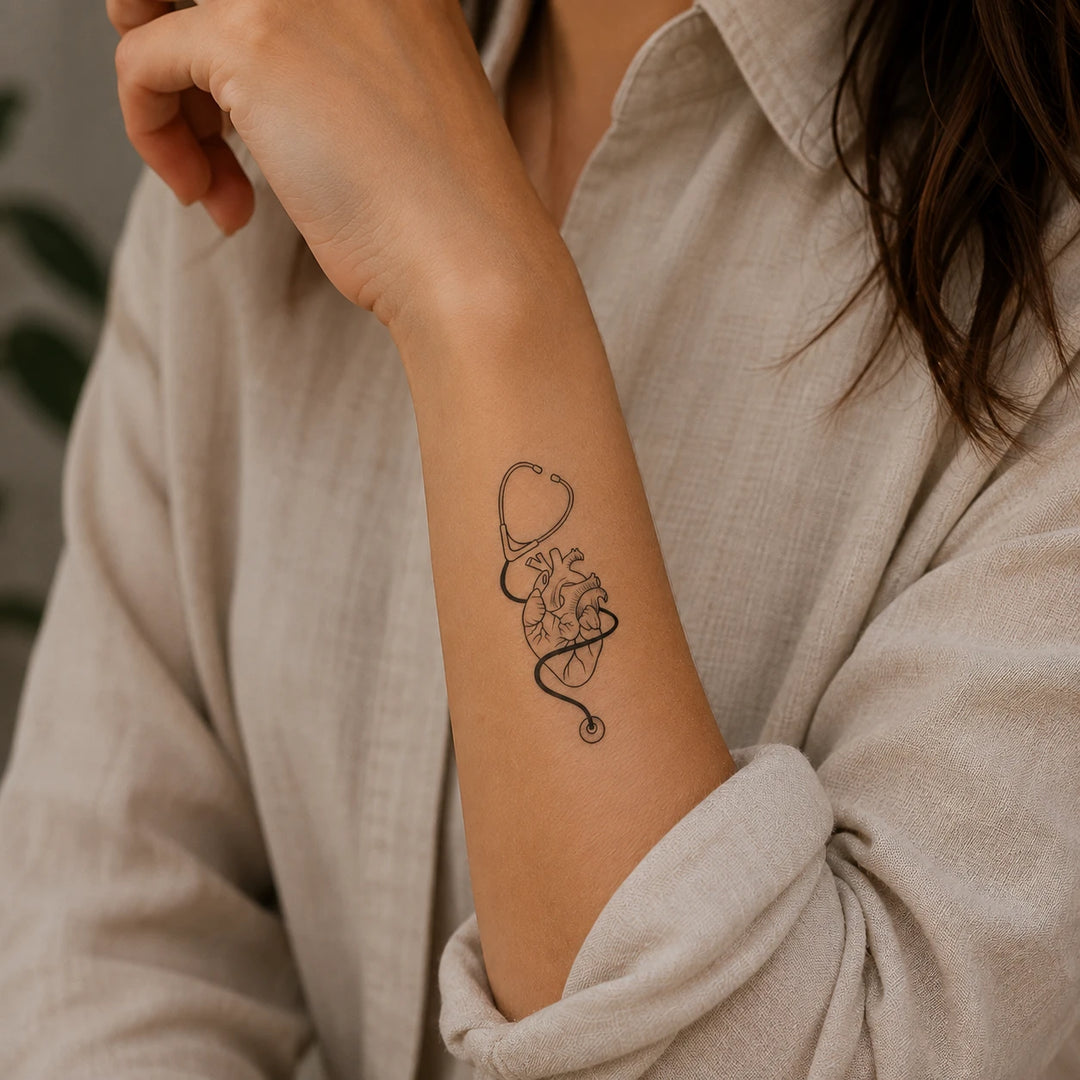 stethoscope tattoo on hand