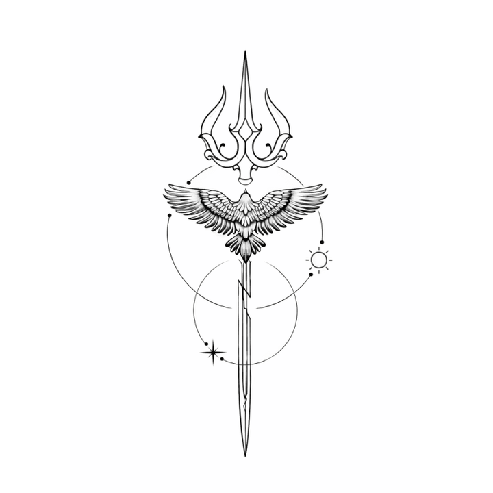 Trishul with Eagle - inkbolt